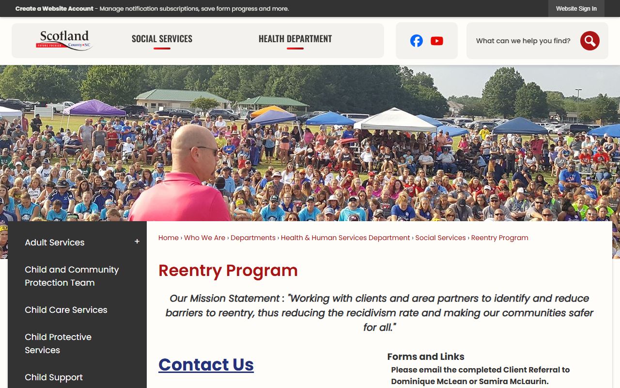 Scotland County Clerk of Superior Court reentry program distinction