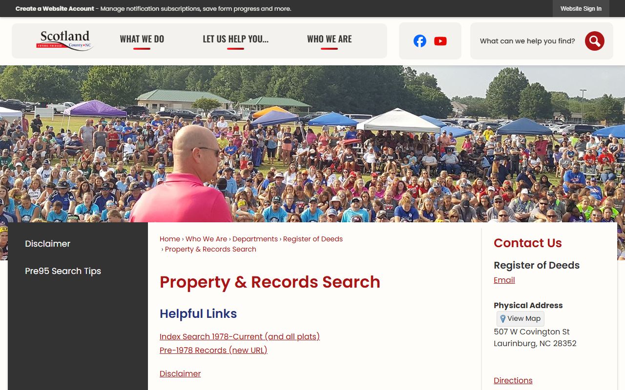 Scotland County Clerk of Superior Court Register of Deeds property records distinction