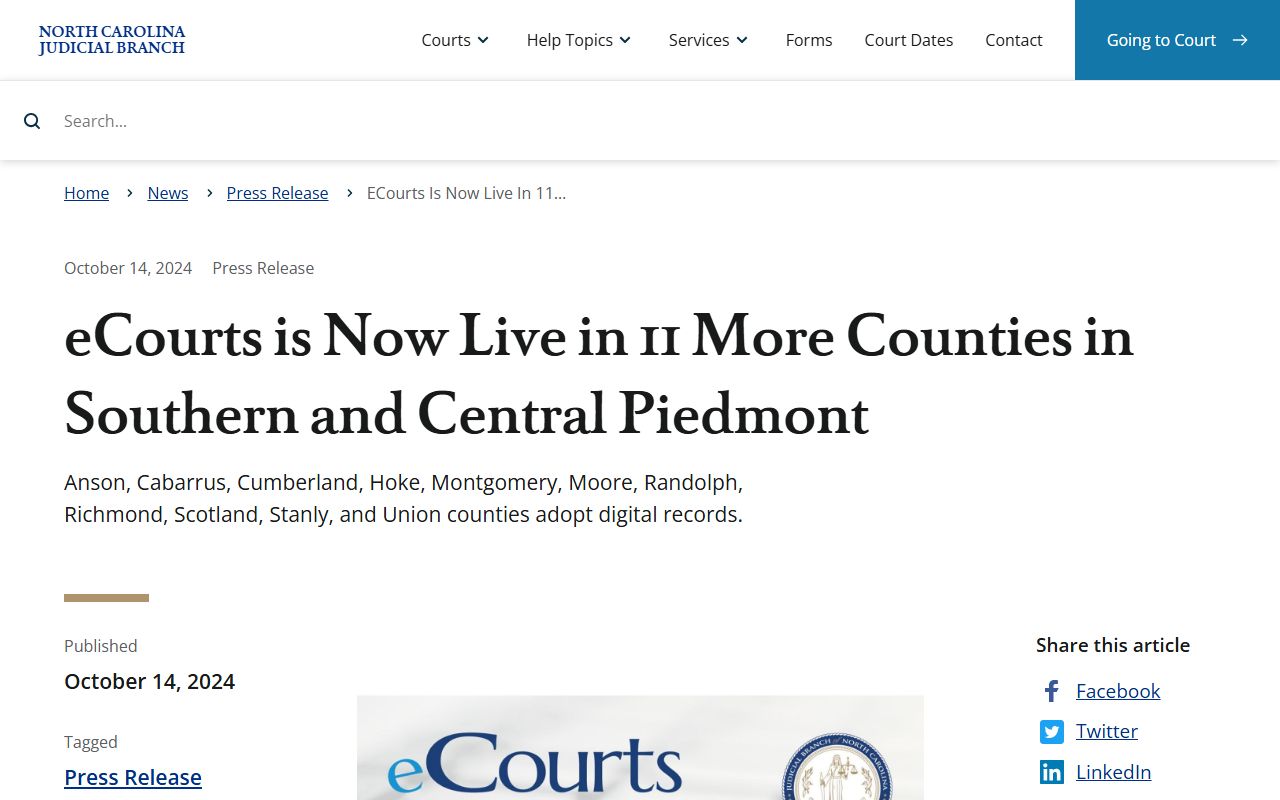 Scotland County court records eCourts go live notice