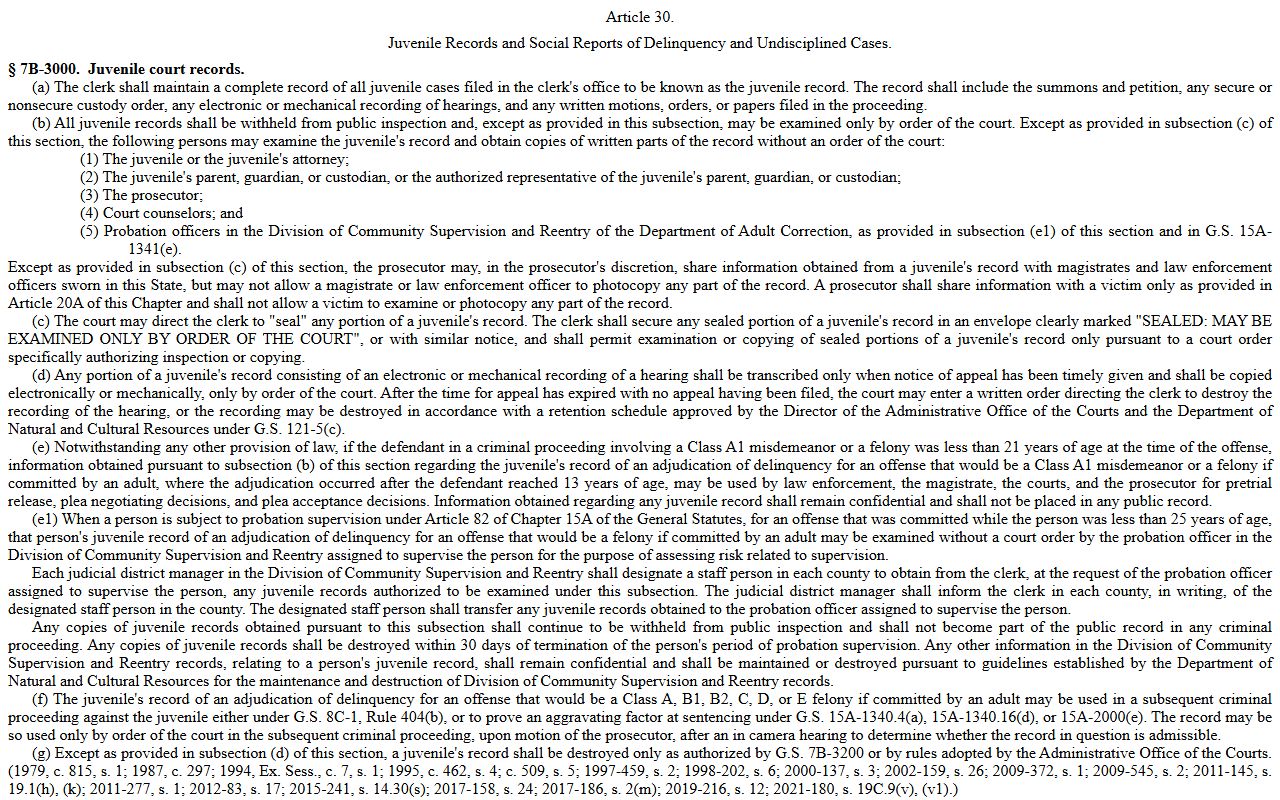 Scotland County criminal court records juvenile record statute