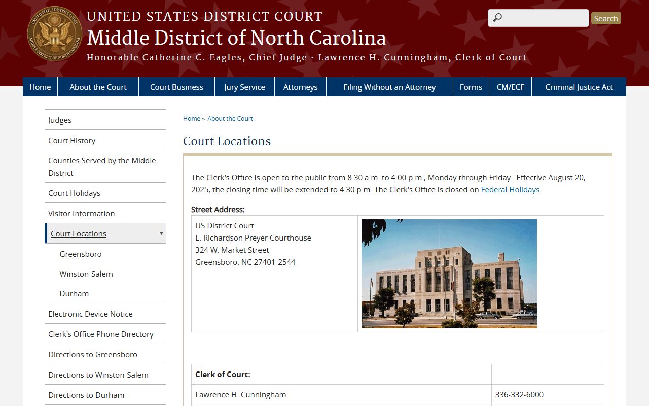 Scotland County district court Middle District federal locations