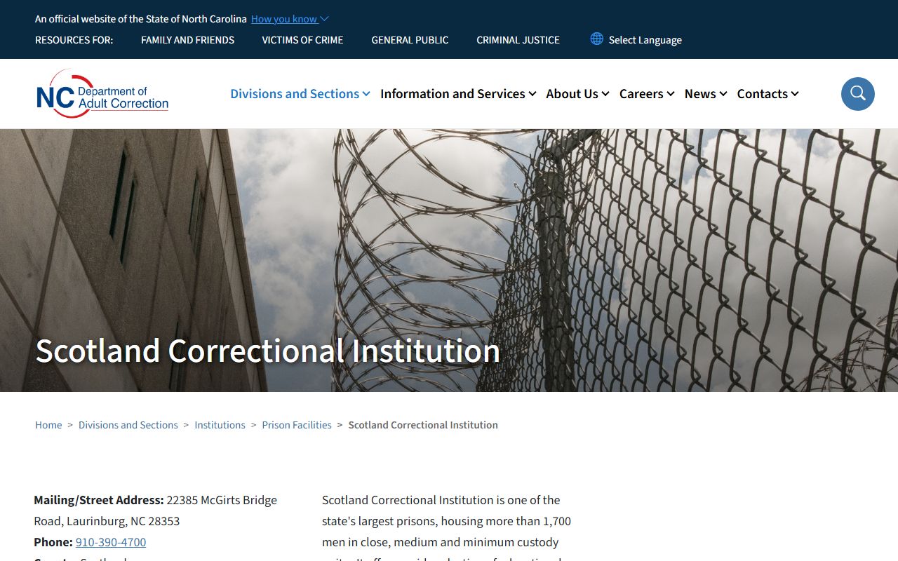 Scotland County district court state correctional institution distinction