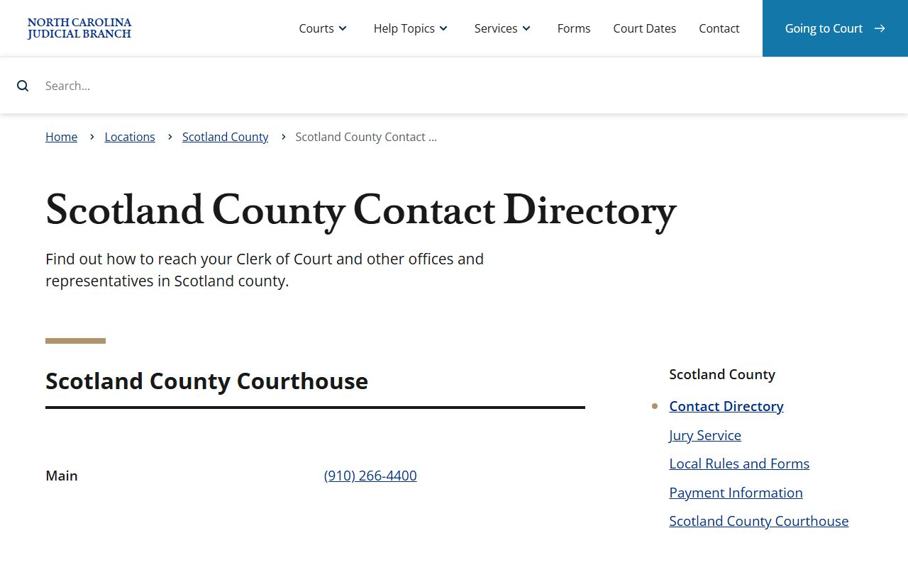 Scotland County court records contact directory source