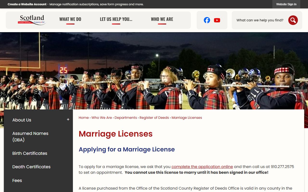 Scotland County marriage records license instructions